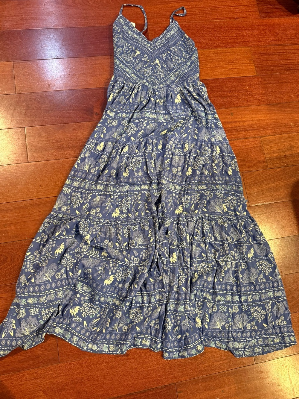 New with Tags Angie Blue Printed Maxi Dress with Spaghetti Straps - Picture 2 of 3